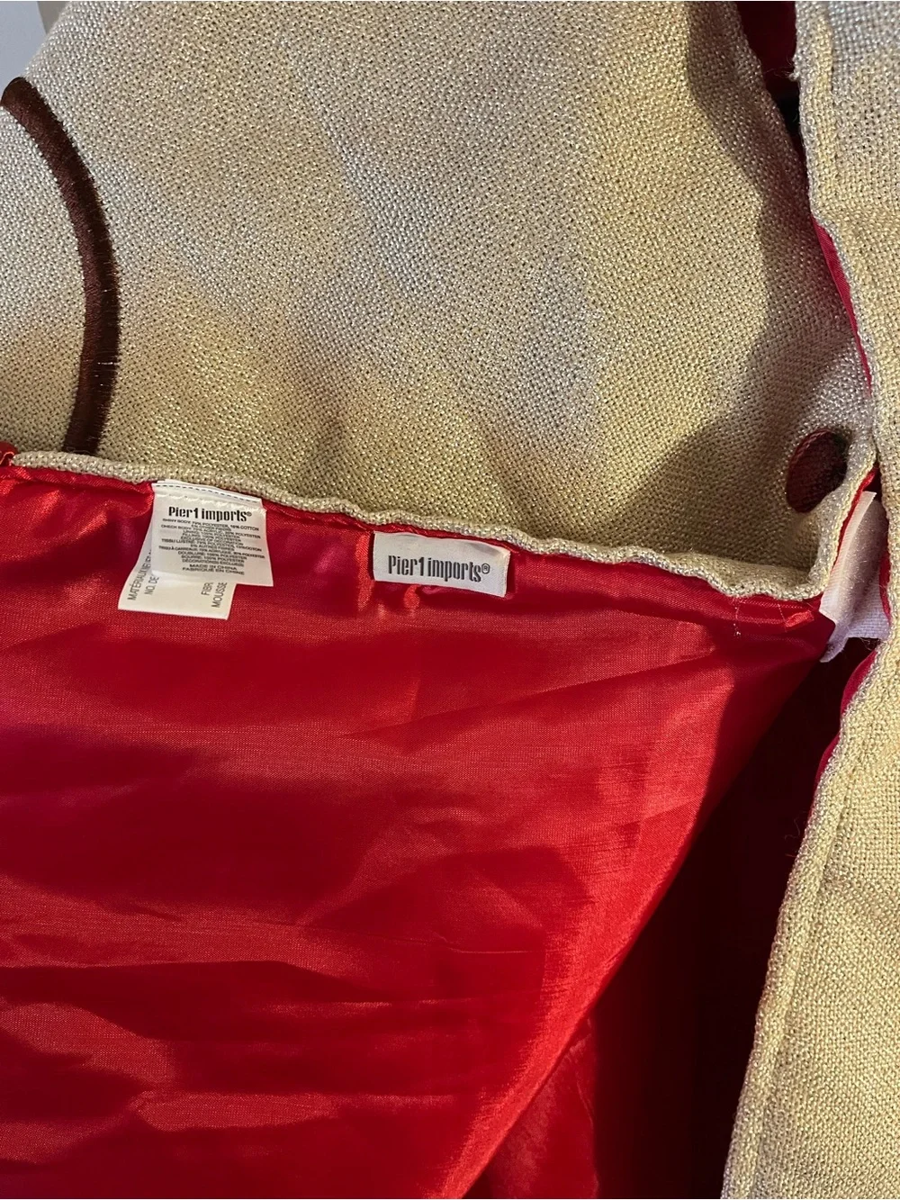 Pier 1 Woodland Reindeer Cream and Red Plaid Rustic Christmas Tree Skirt